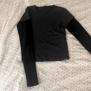 Brandy Melville Lyla Long Sleeved Top in Black and Gray